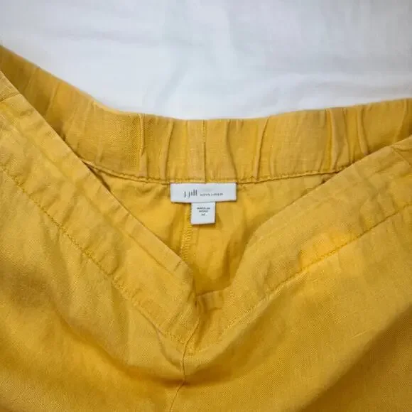 J Jill Love Linen Wide Leg Capri Pant Mustard Sun Yellow Women’s Medium Boho - Picture 12 of 16